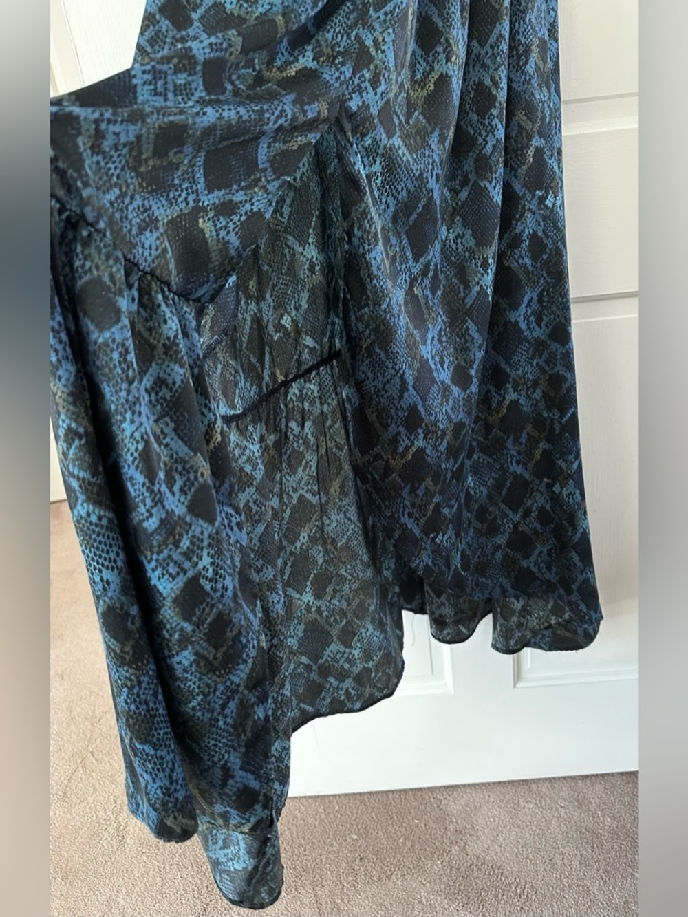 SOCIETA Italia Blue Black Snakeskin Maxi Dress High Neck Gothic Glam Size 42 / 6 - Picture 4 of 16